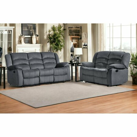 Homeroots 60 x 35 x 40 in. Modern Gray Leather Sofa & Loveseat 343891
